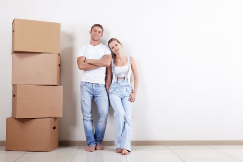 Moving boxes and furniture prepared for a Sweden removal service