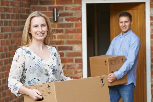 Packed moving boxes and household items prepared for Sweden removals