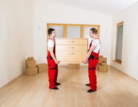 Furniture being prepared for a home move in Sweden